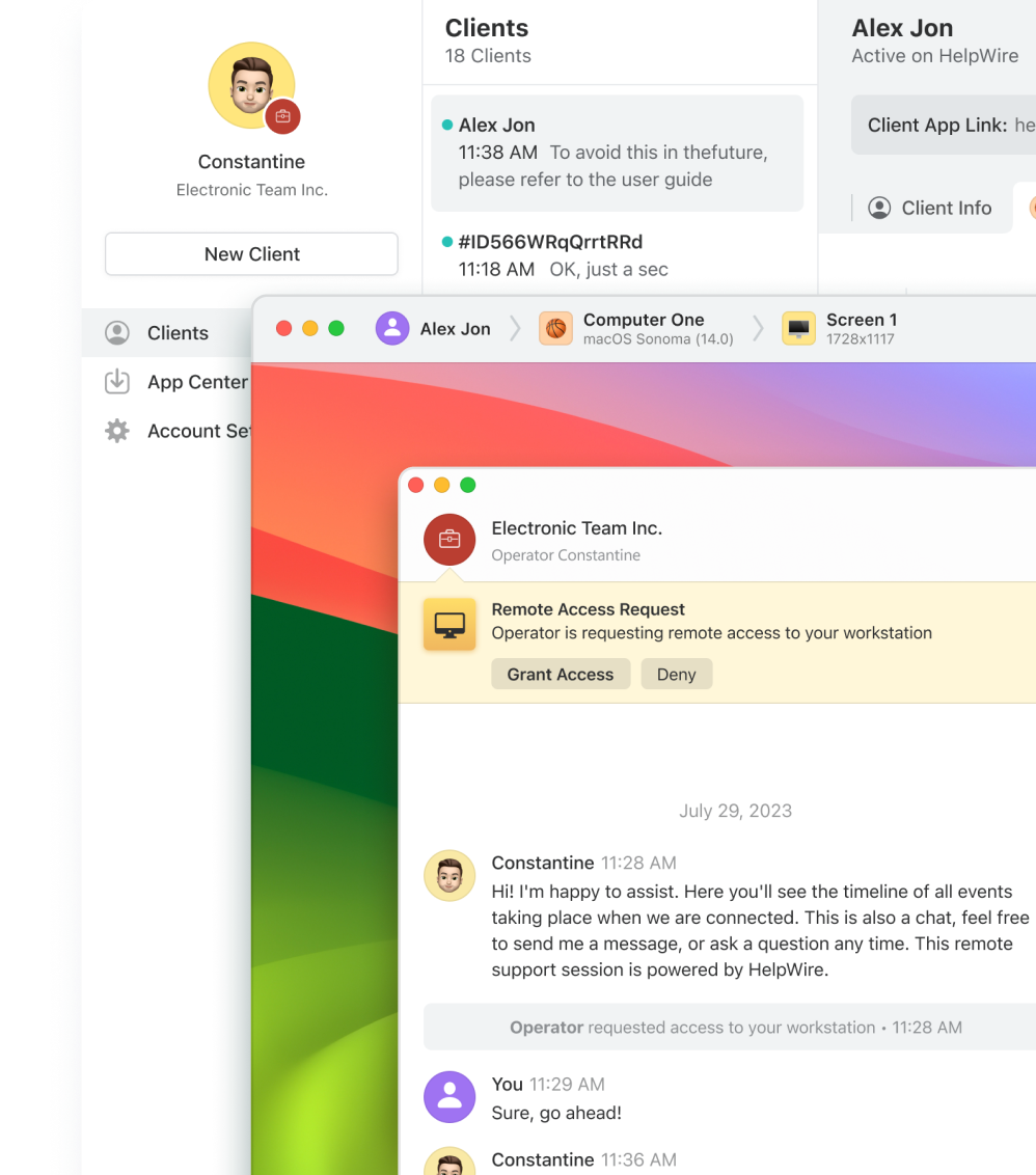 HelpWire interface