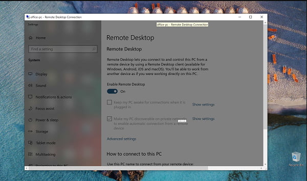 Desktop Remoto abilitato su Windows Home