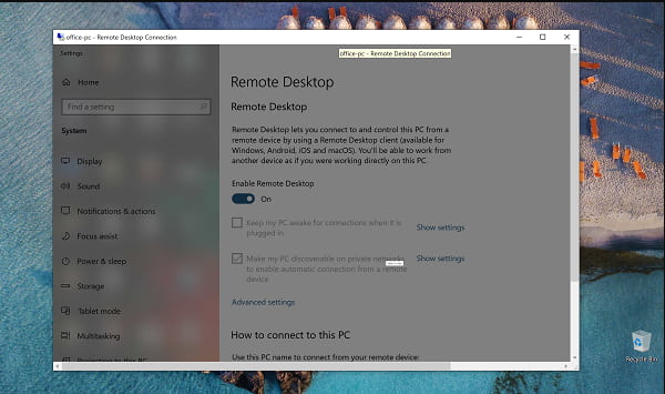 Escritorio Remoto habilitado en Windows Home