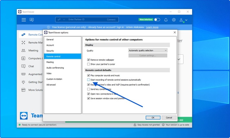 Record TeamViewer meetings Automatically Recording TeamViewer Meetings