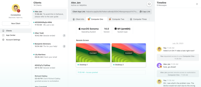 HelpWire dashboard