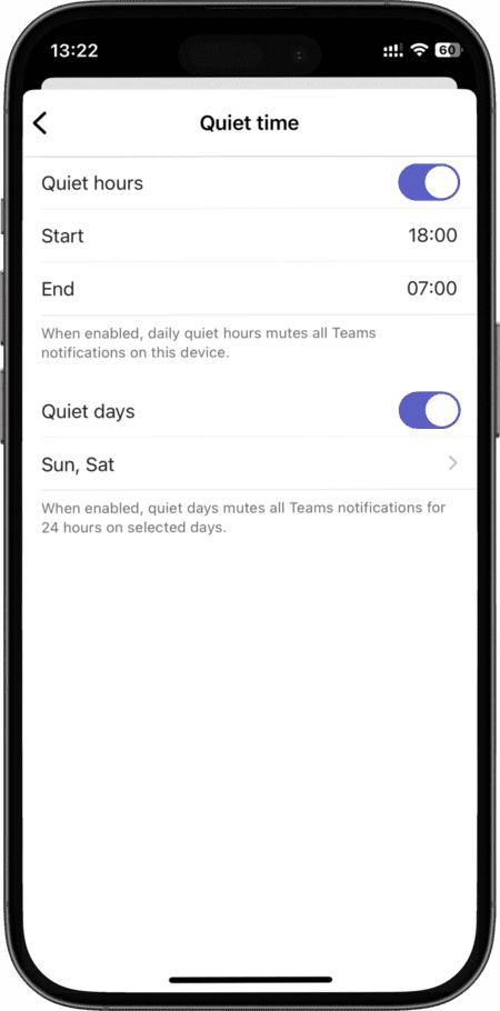 Select Quiet Hours