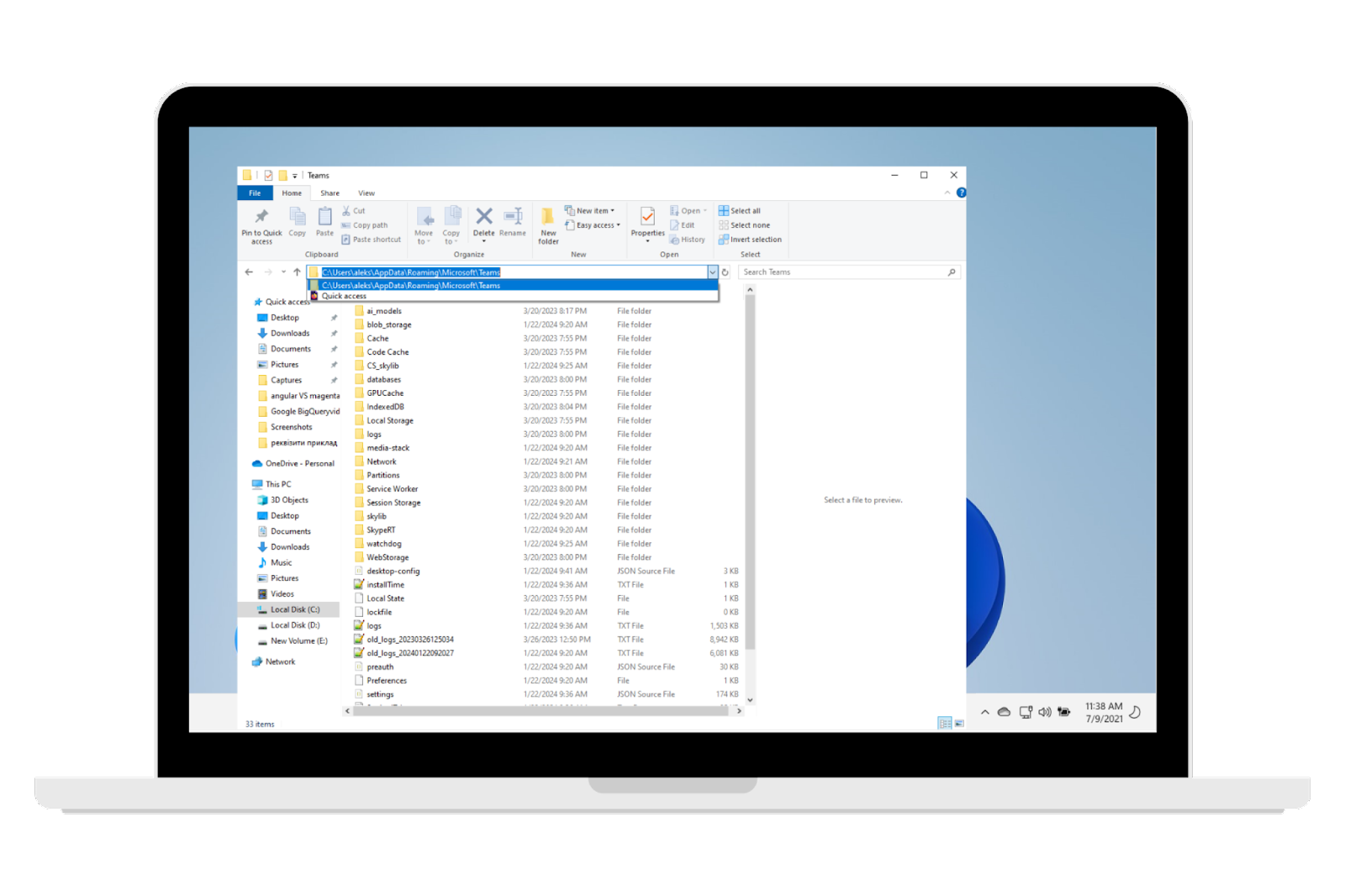 Clear the Cache to troubleshoot MS Teams not working on Windows