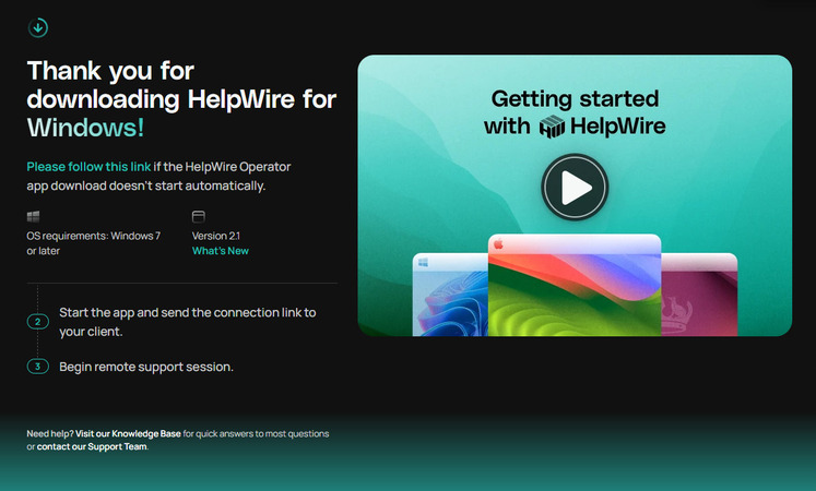HelpWire being download