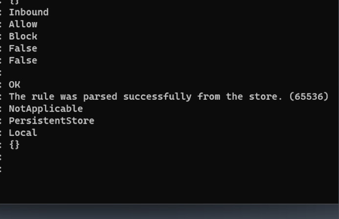The rule was parsed successfully from the store. The rule was parsed successfully from the store.