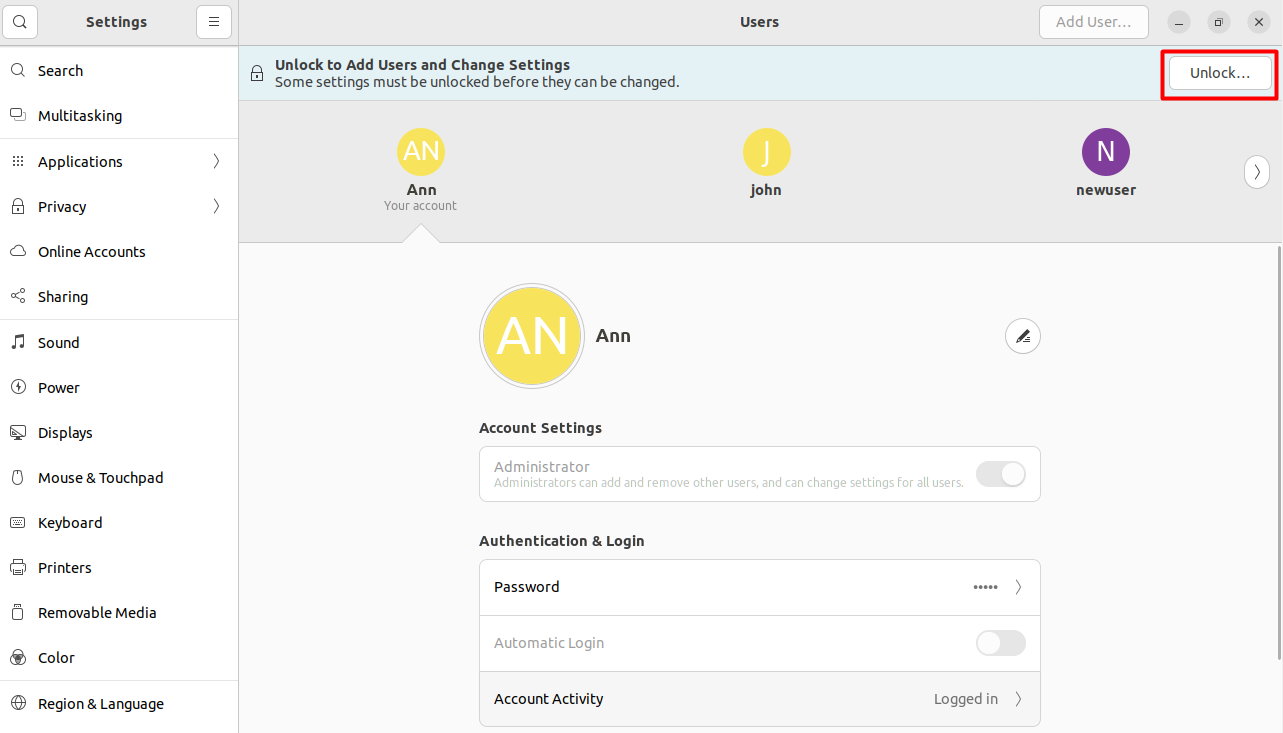disable automatic login