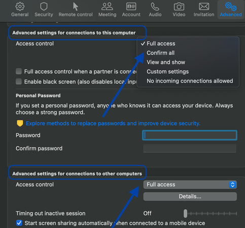 Advanced Settings TeamViewer