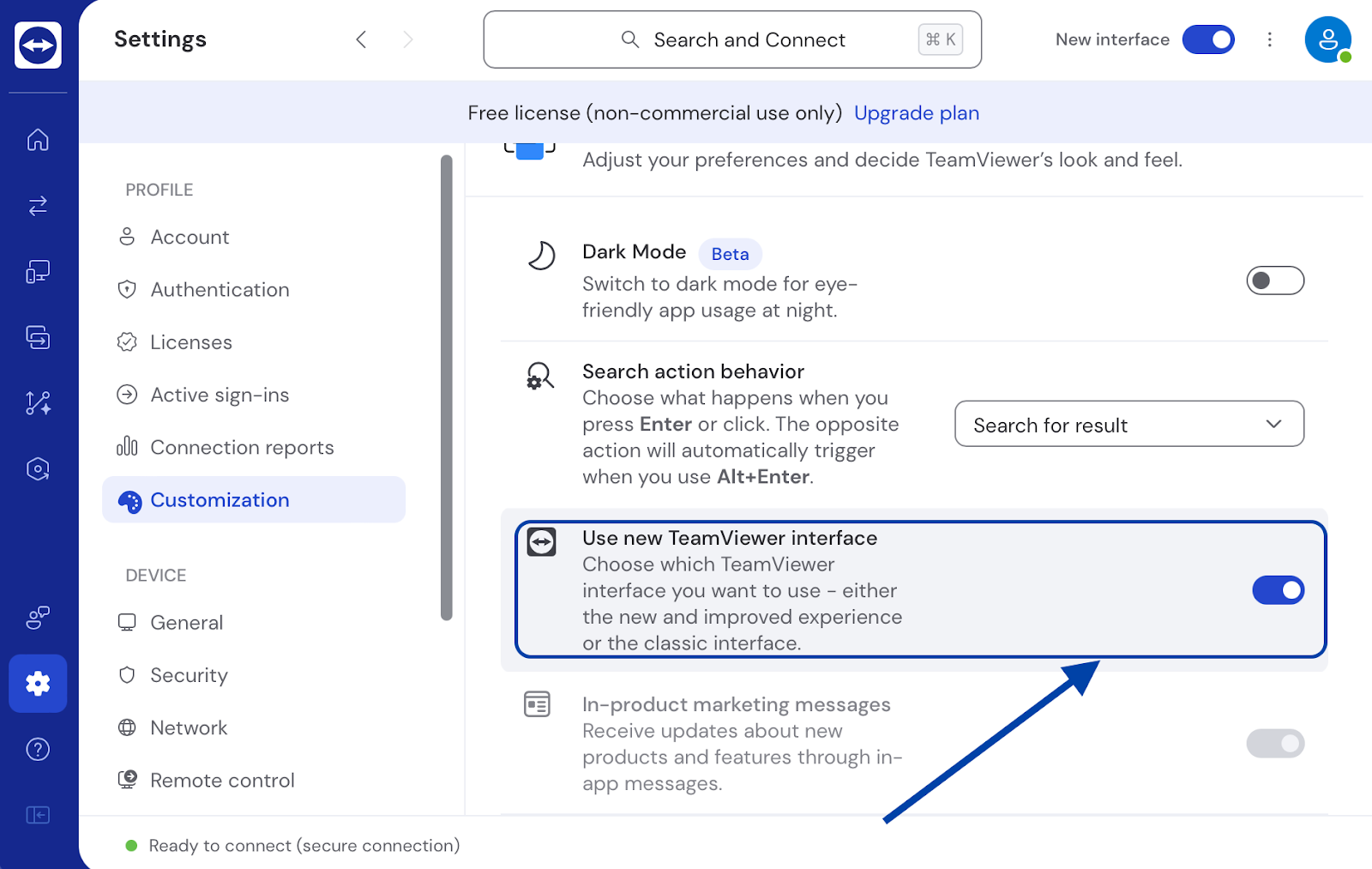Use new TeamViewer interface
