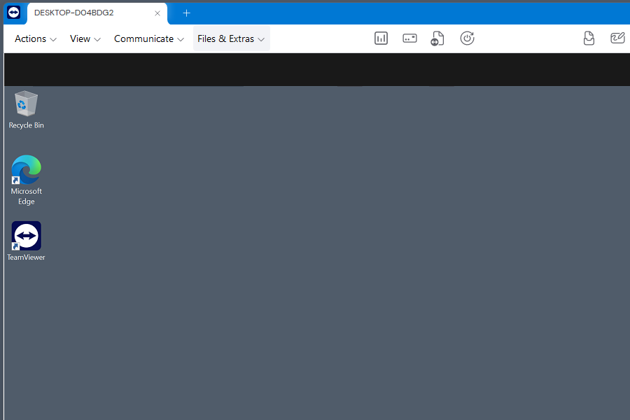 Files and Extras highlighted in a TeamViewer session