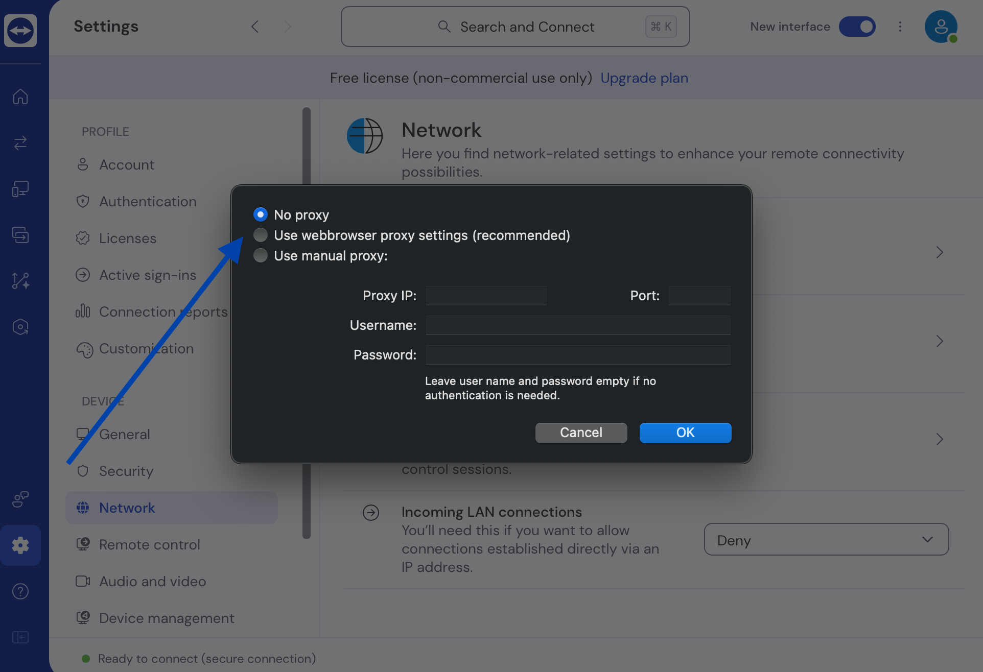 Network Settings TeamViewer