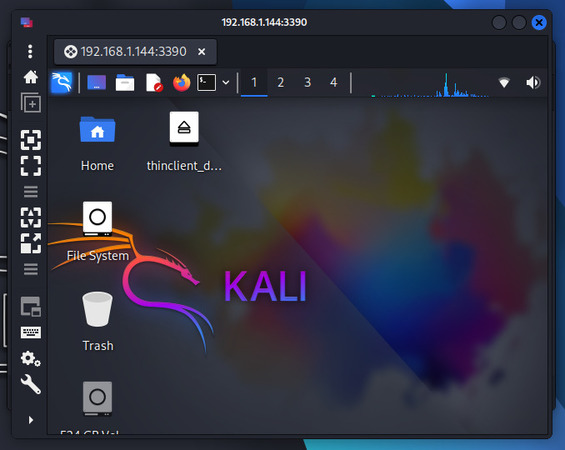 Un bureau Kali sur le bureau Kali