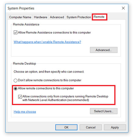 Permitir la conexión de Escritorio Remoto de Windows