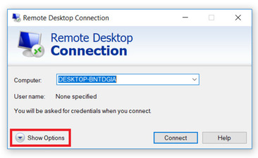 Más opciones en Escritorio remoto de Windows