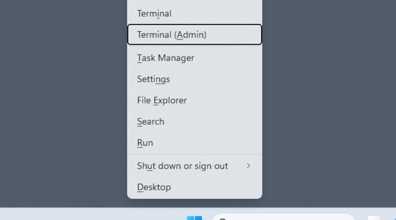 Abriendo una instancia de Terminal de administrador