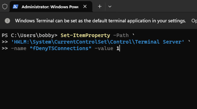 Reversing the Registry RDP commands Reversing the Registry RDP commands