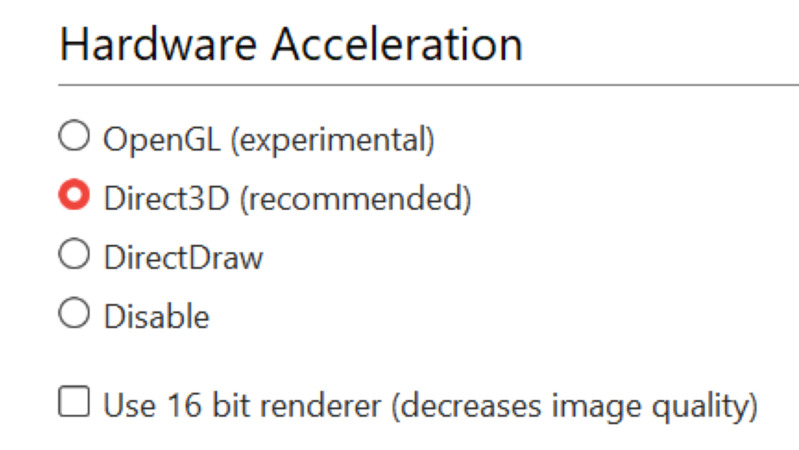 AnyDesk Direct3D settings