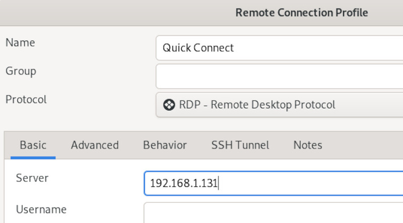 Configurações do perfil de conexão