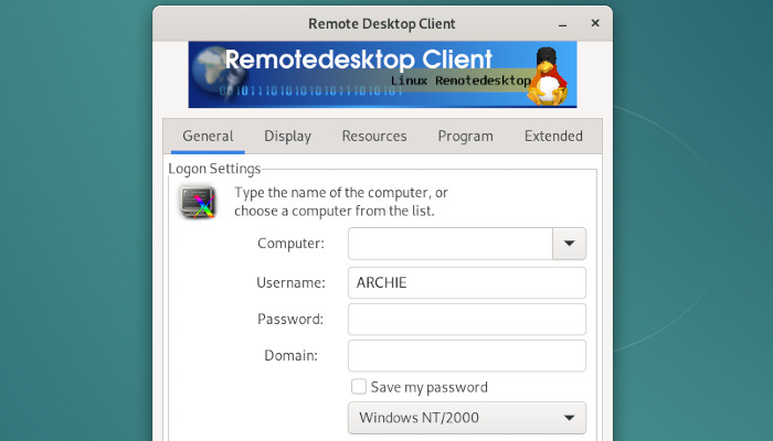 Client settings, note that the defaults can interfere with the session