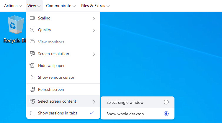 "Select single window" under the View menu