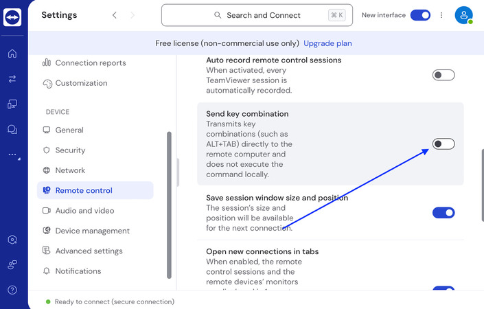 Send key combinations for Remote Control