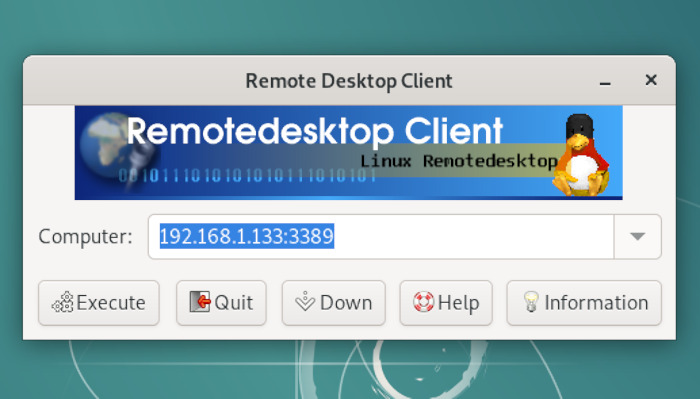 The text box can be used to enter the IP address of the RDP server