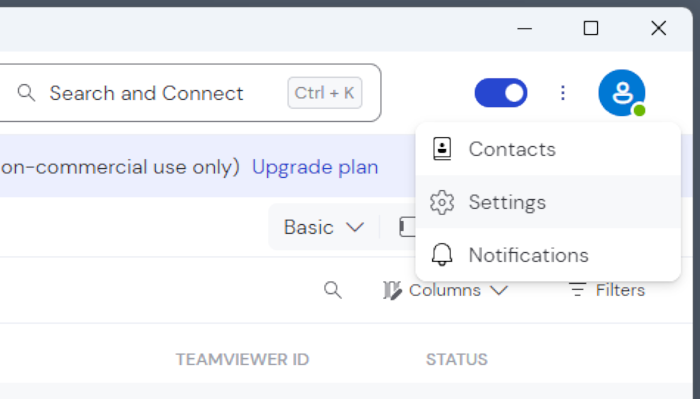 The triple dot menu at the top of the TeamViewer window
