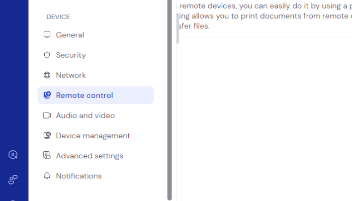 The Remote control tab