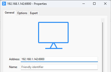 Adicionando a porta ao endereço IP do servidor VNC