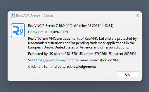 Verificando a versão do RealVNC Server