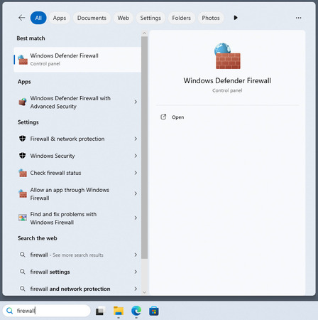 Abrindo o Firewall do Windows Defender