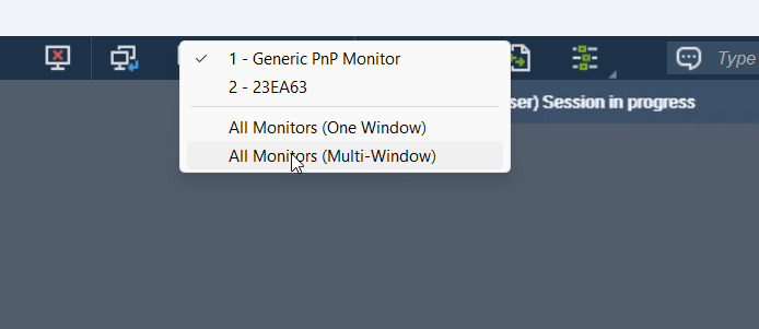 Choosing the multi-window mode in Splashtop