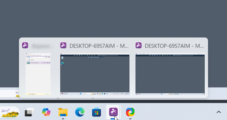 Selecting the right window from the Windows toolbar