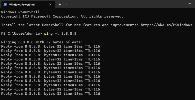 Checking the packet speed in PowerShell