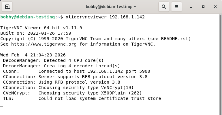 Connecting to a VNC server from the command line