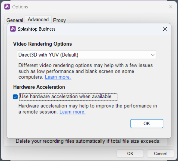 Renderer-related graphics settings