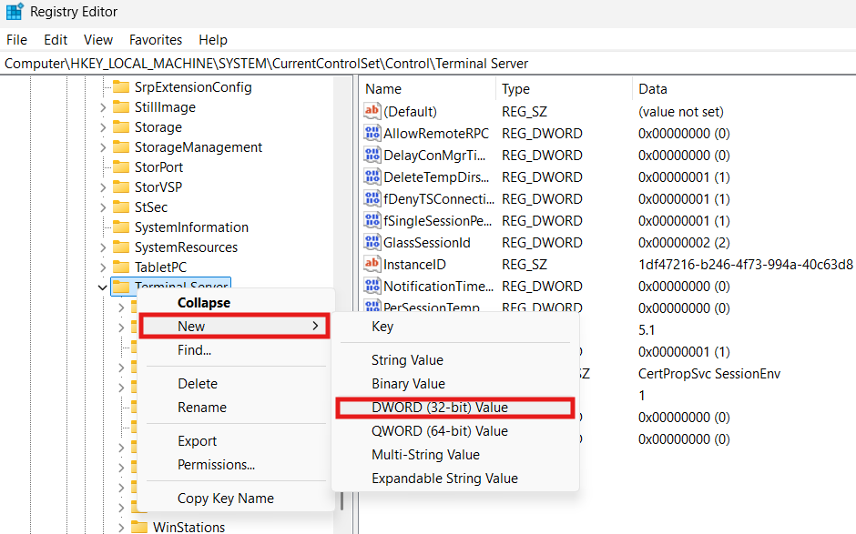 Yeni DWORD (32 bit) Değeri Oluşturma