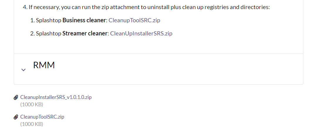 The cleanup scripts provided by Splashtop