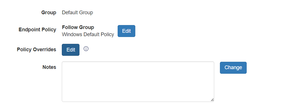 Policy Override button in the properties