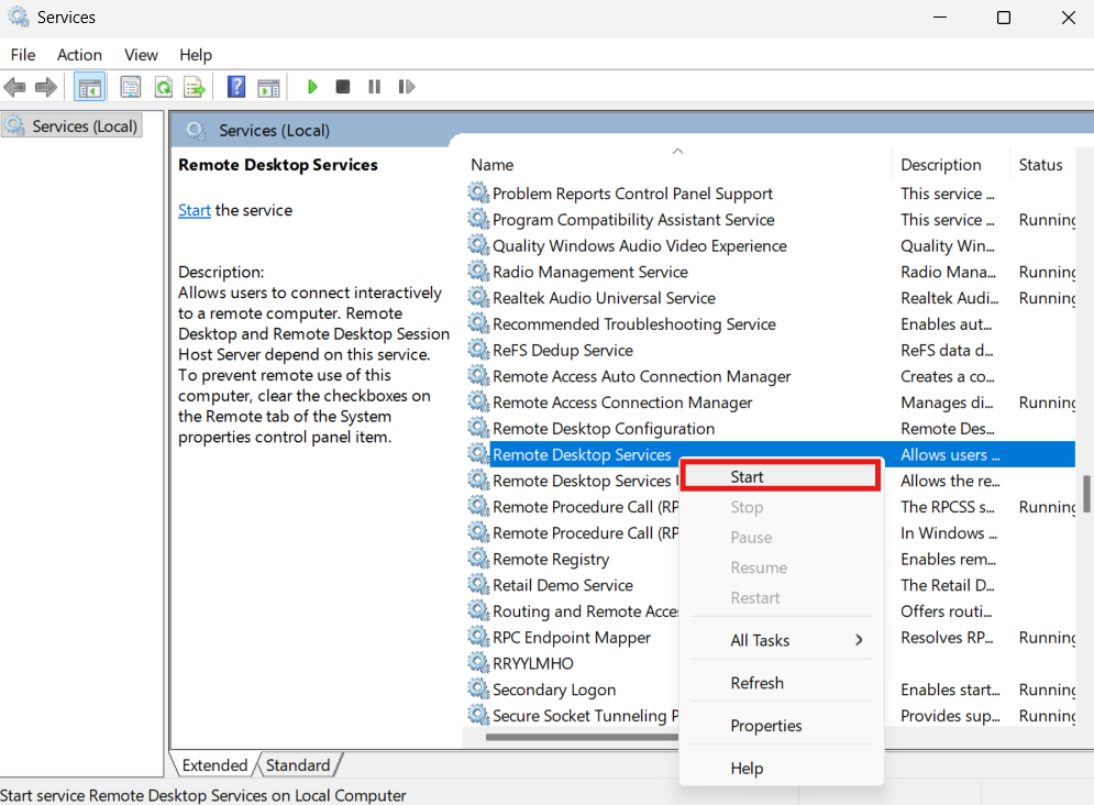 Uzak Masaüstü Hizmetleri Başlatılıyor