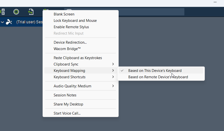 Switching the keyboard mapping to reset it