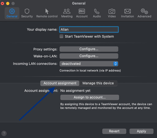 Assegnazione account TeamViewer