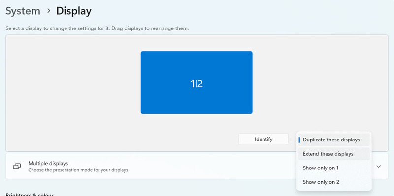 Cambio modalità di visualizzazione su Windows