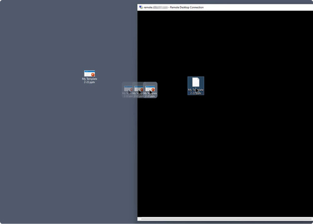 Dragging a file from the local desktop into a Remote Desktop window