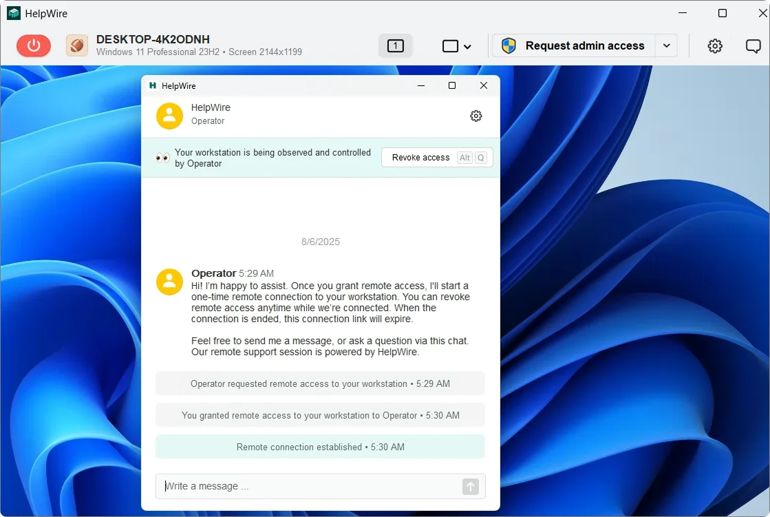 Connect to the client computer