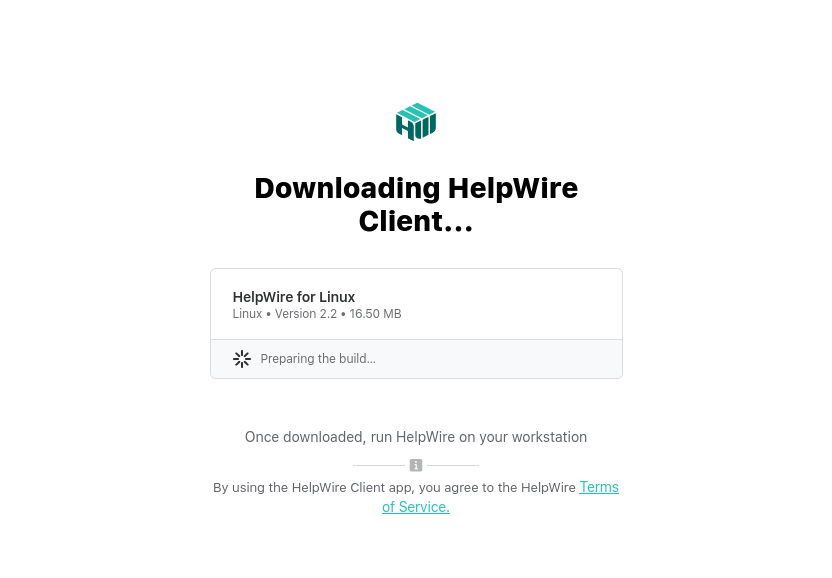 O HelpWire está sendo baixado no Linux