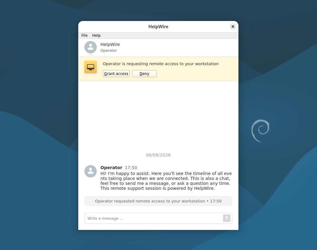 A interface do HelpWire Client