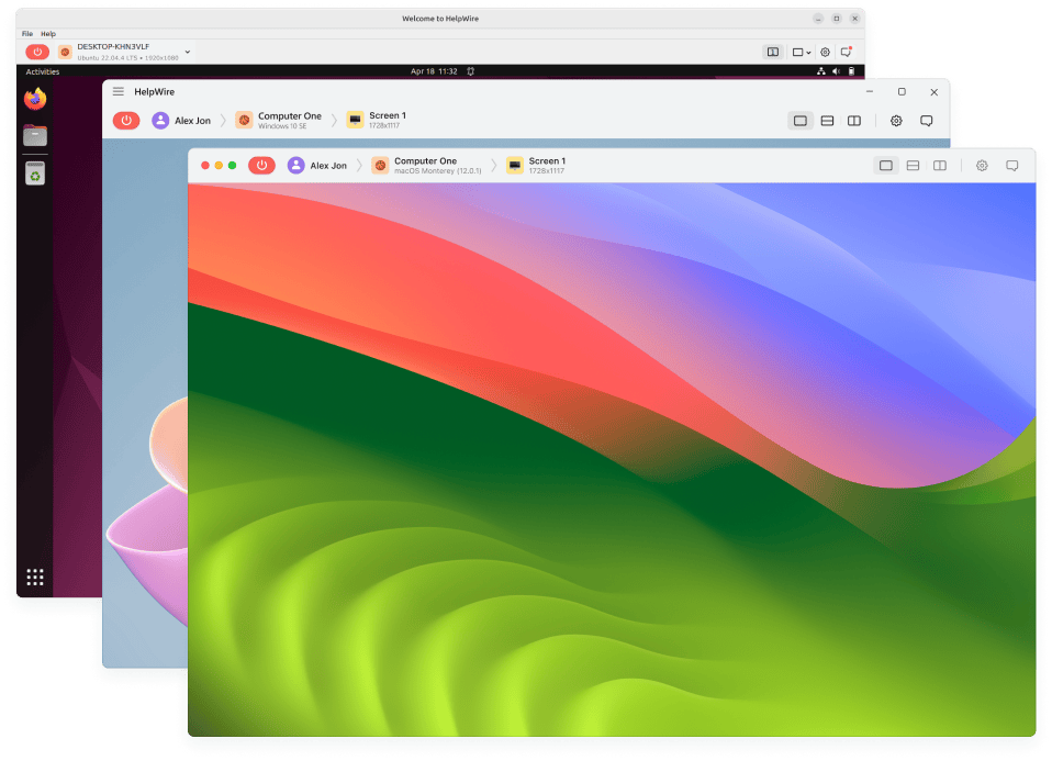 HelpWire Operator application with remote desktop connection on Mac, Linux, and Windows