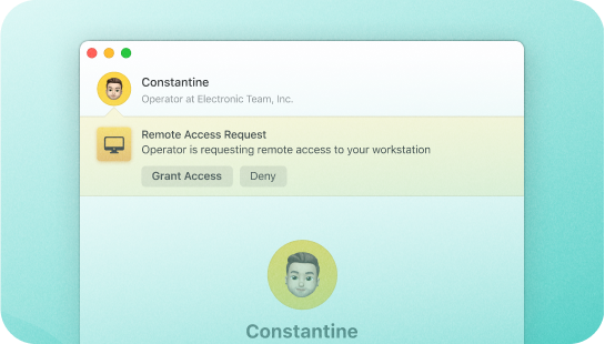 HelpWire permission-based access graphics The consent-based access mechanism of HelpWire ensures safe and secure remote control connection to your clients