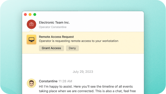 The consent-based access mechanism of HelpWire ensures safe and secure remote control connection to your clients