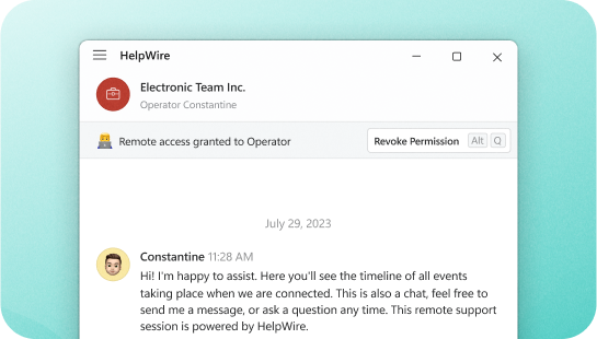 HellWire revokes the Operator's remote access to your workstation at any time